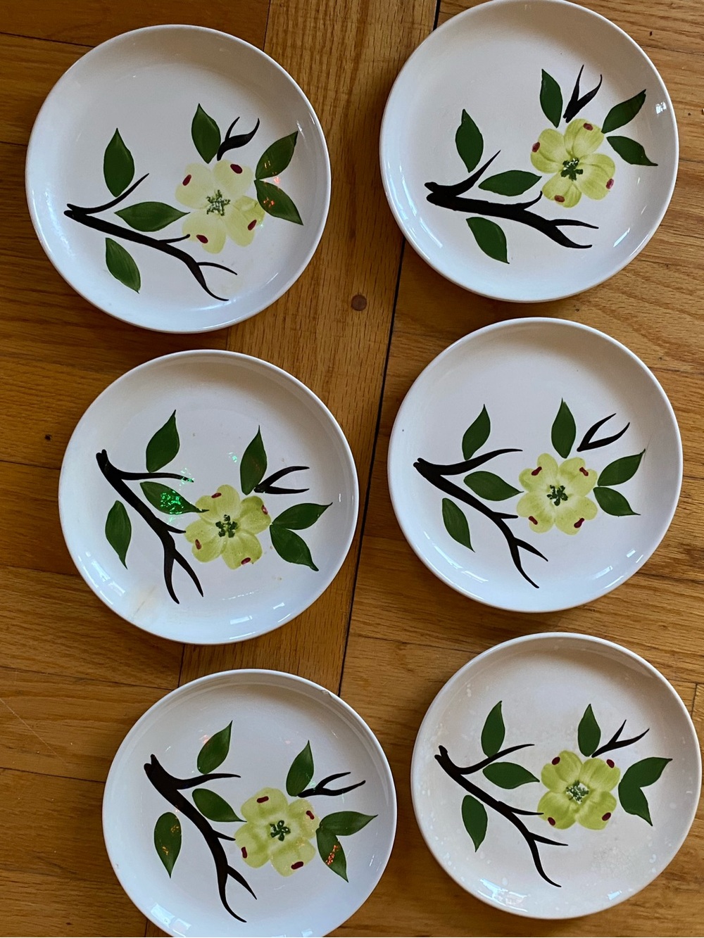Vtg 1950’s Dixie Dogwood 6 1/4” Salad/Dessert/Bread &Butter Plates set of 6